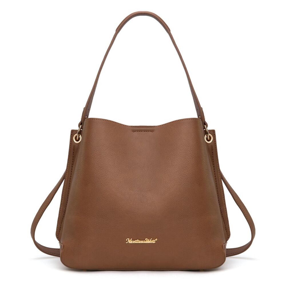 1086 Hobo Bags Medium Brown Shoulder Purse Casual Bucket Top Handle Handbag